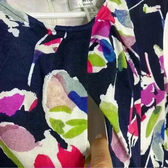 Wisp Stitch Fix Navy Floral Fit/Flare business/casual wash&wear comfy-size 10p - Picture 7 of 8